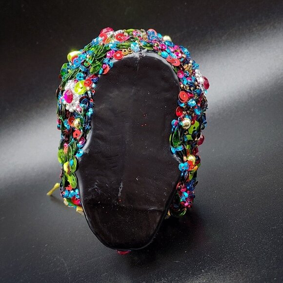 Sugar Skull Ornament Pier 1 Rhinestone Beaded Sequins Retired Halloween Black - Picture 10 of 10